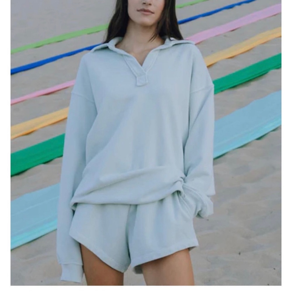 Daily Drills Lounge Top Oversized Collared Crew and shorts!